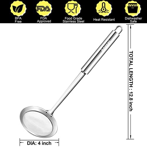Anaeat 4 Stainless Steel Fat Skimmer Spoon - Professional Kitchen Fine Mesh Food Strainer