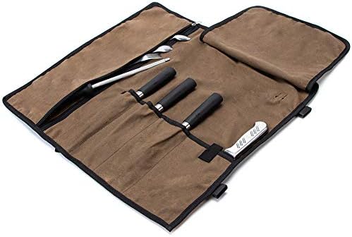 HERSENT Chefs Knife Roll 5-Pocket Travel Case for knives