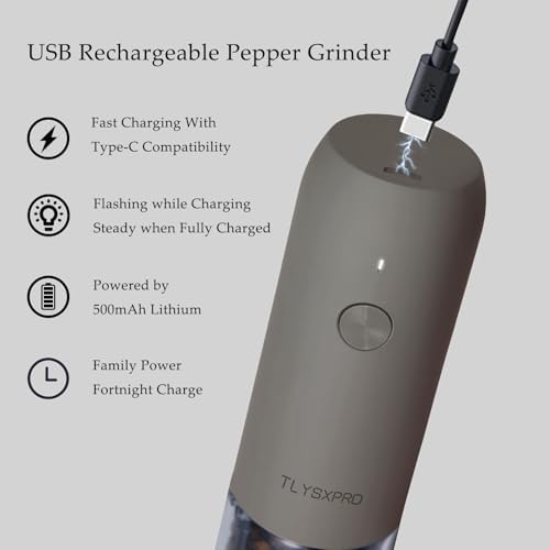 Professional Electric Salt and Pepper Grinder Set with 6 Adjustment Levels