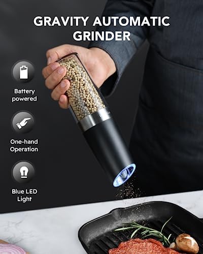 FORLIM Electric Salt Pepper Grinder Set 9 oz Adjustable Powerful