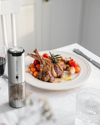 CIRCLE JOY Rechargeable Stainless Steel Salt Pepper Grinder Set - Precision Grading Variable Speed