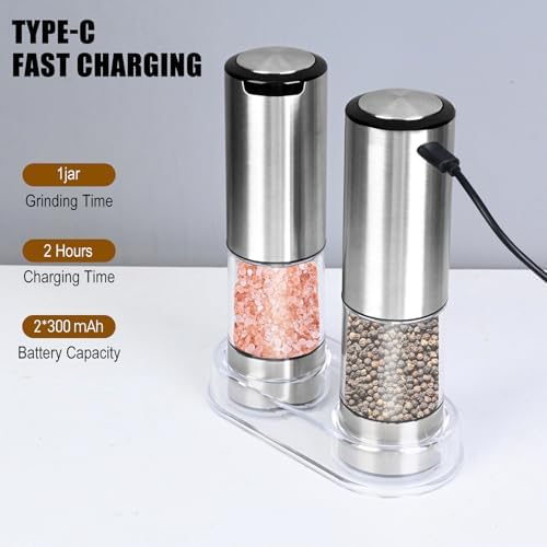 RAVEGO 2-Piece Electric Salt Pepper Grinder Set