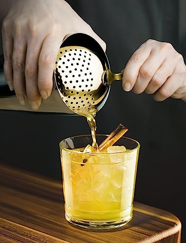 Final Touch Stainless Steel Julep Strainer Brass Finish Perfect for Cocktails