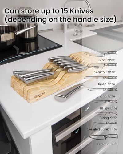 Durable Stylish X-Large In-Drawer Bamboo Knife Block