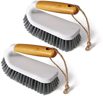 Eyliden 2-Piece Scrub Brush Set with Bamboo Handle for Efficient Cleaning