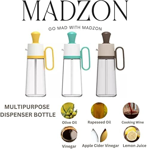 Madzon 3-in-1 Glass Oil Dispenser - Leakproof Easy to Clean