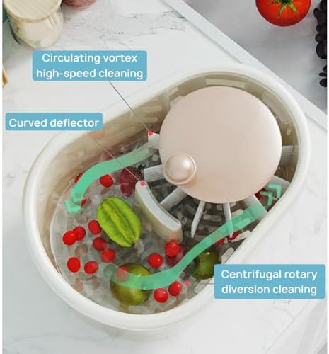 Efficient Manual Compact Fruit and Vegetable Cleaning System Green