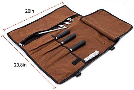 HERSENT Chefs Knife Roll 5-Pocket Travel Case for knives
