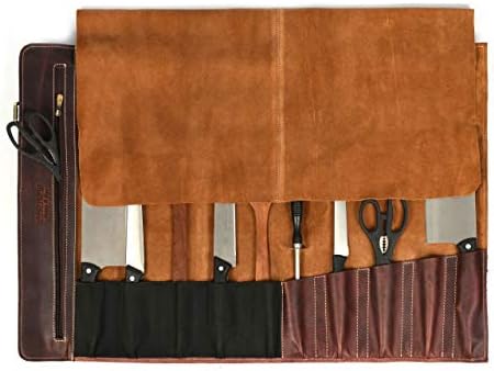 Stylish premium leather chef knife roll case