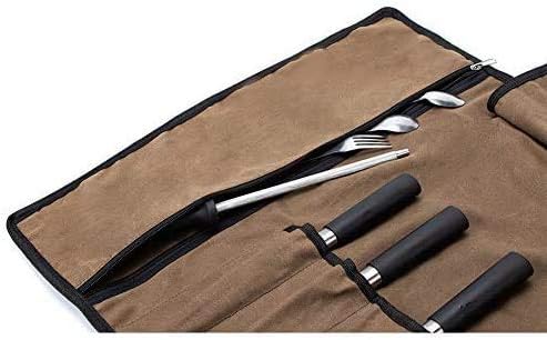 HERSENT Chefs Knife Roll 5-Pocket Travel Case for knives