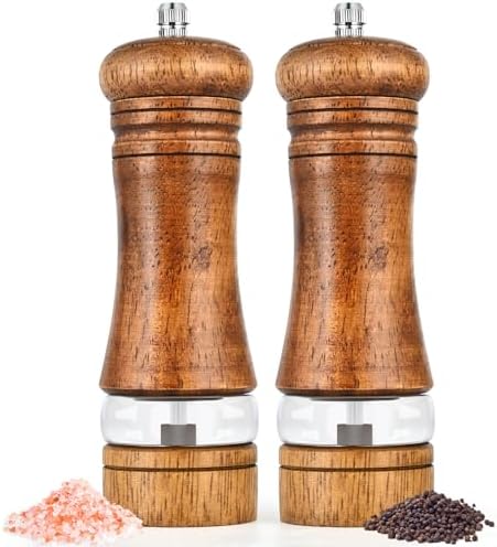 Adjustable Stylish 6-Inch Refillable Salt Pepper Mill Set