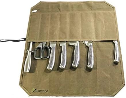 Professional Chefs Knife Roll - Waxed Canvas Foldable Culinary Bag