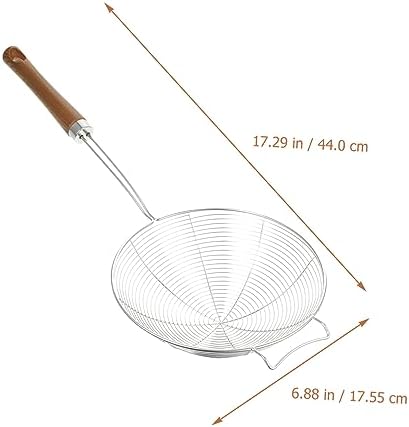 MikinonaStainless Steel Strainer Skimmer with Wooden Handle for Kitchen Use