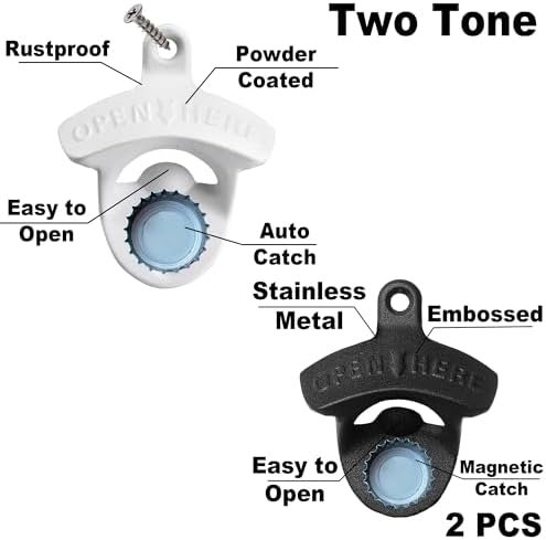 Magnetic Wall-Mounted Beer Opener with Built-in Magnets - Easy to Use Durable