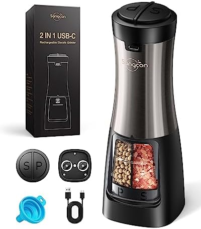 Sangcon 2-in-1 Electric Salt and Pepper grinder Set