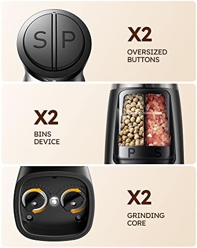 Sangcon 2-in-1 Electric Salt Pepper Grinder Set
