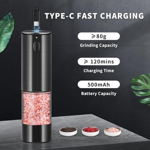 Haomacro Electric Salt and Pepper Grinder Set with LED Lights