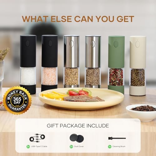 Adjustable Electric Salt and Pepper Grinder Set with USB Rechargeable Technology