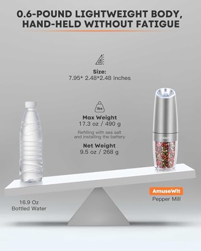 AmuseWit Gravity-Operated Electric Salt and Pepper Mill Set