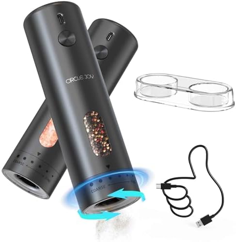 CIRCLE JOY Rechargeable Electric Salt Pepper grinder Set Rechargeable LED One-Handed Use