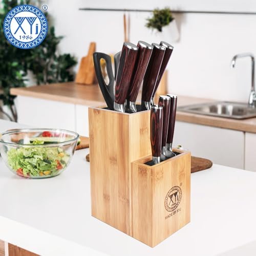 Bamboo Knife Holder with Non-Slip Base