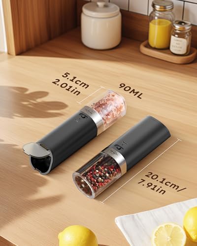 Premium Electric Salt and Pepper Grinder Set with Rechargeable Technology