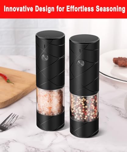 Rechargeable Electric Salt And Pepper Grinder Set - Extra Large Capacity - LED Light
