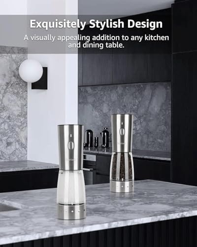 Moriank Electric Salt and Pepper Grinder Set Rechargeable Stainless Steel Tool