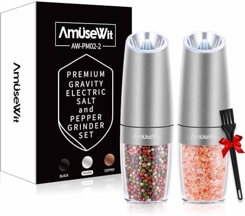 AmuseWit Gravity-Operated Electric Salt and Pepper Mill Set