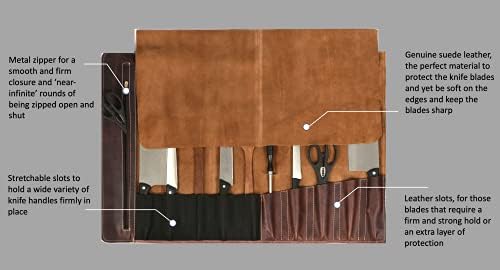 Stylish premium leather chef knife roll case
