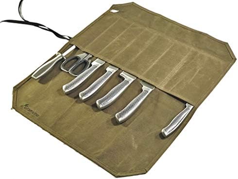 Professional Chefs Knife Roll - Waxed Canvas Foldable Culinary Bag