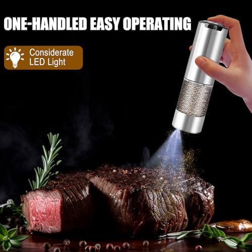 RAVEGO 2-Piece Electric Salt Pepper Grinder Set