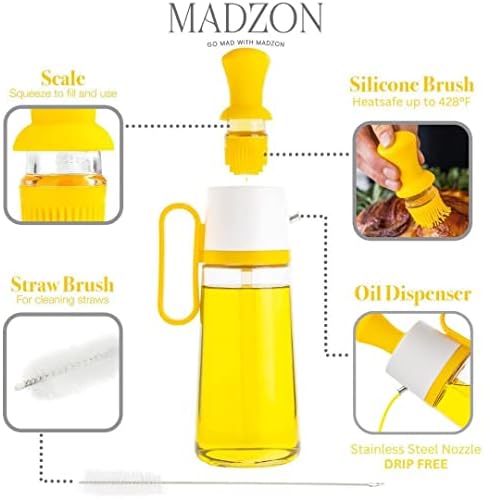 Madzon 3-in-1 Glass Oil Dispenser - Leakproof Easy to Clean