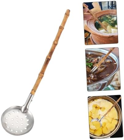 Sturdy Bamboo Colander for Hot Pot Cooking Easy Cleaning StAINLESS STEEL Spoon