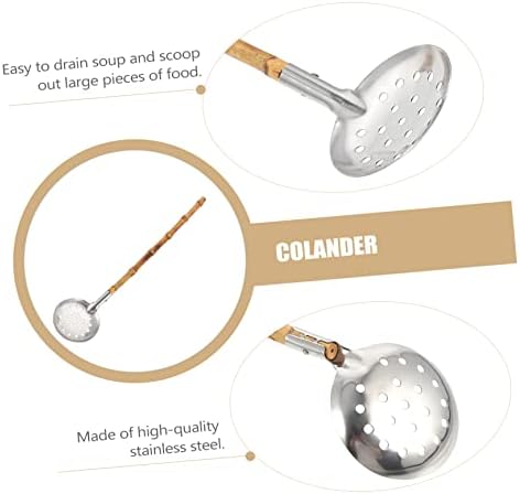 Sturdy Bamboo Colander for Hot Pot Cooking Easy Cleaning StAINLESS STEEL Spoon
