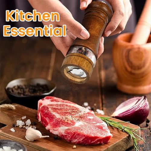 Adjustable Stylish 6-Inch Refillable Salt Pepper Mill Set