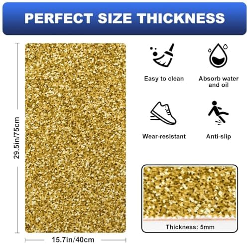 Gold Pattern Kitchen Runner Mat