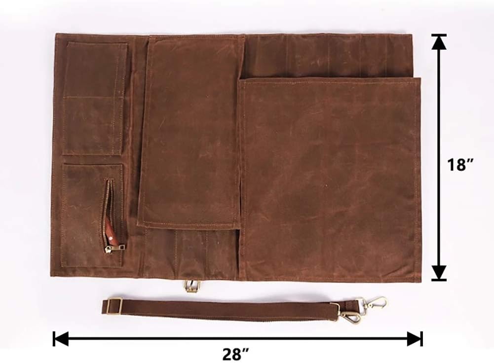 HERSENT Large Chefs Knife Roll Bag 11-Pocket Kitchen Tool Storage
