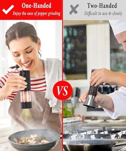 Rechargeable Electric Salt And Pepper Grinder Set - Extra Large Capacity - LED Light