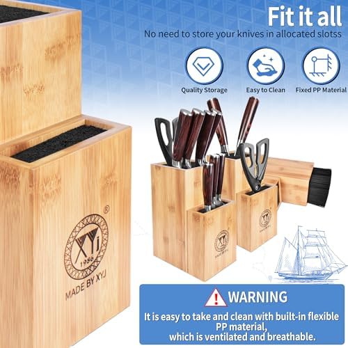 Bamboo Knife Holder with Non-Slip Base