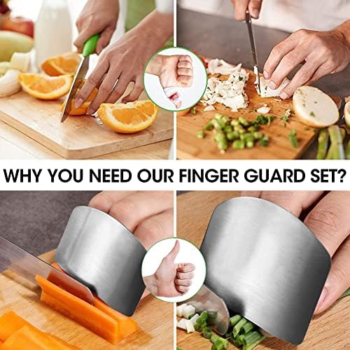 4-Piece Stainless Steel Finger Guards Cut Protect Kitchen Safety