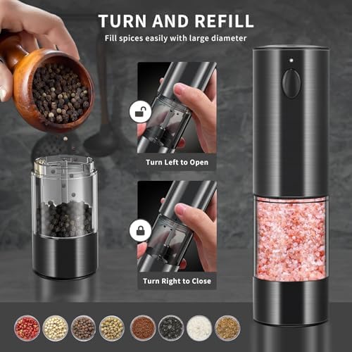 Haomacro Electric Salt and Pepper Grinder Set with LED Lights
