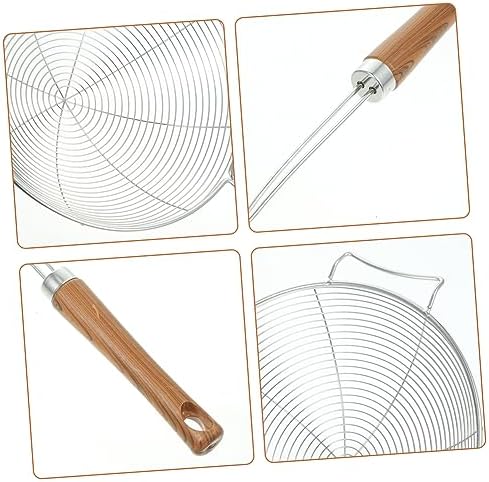 MikinonaStainless Steel Strainer Skimmer with Wooden Handle for Kitchen Use