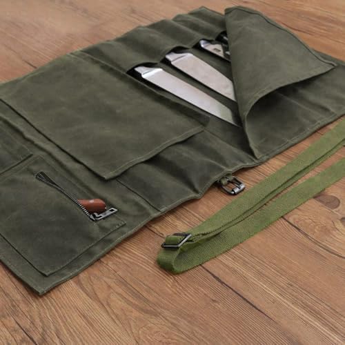 HERSENT Large Chefs Knife Roll Bag Durable Functional Cooking Tool Storage