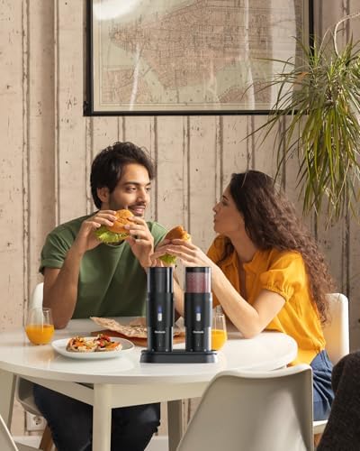 Upgraded Salt Pepper Mill Set Large Capacity Rechargeable Sleek Design Adjustable Coarseness