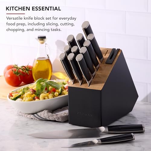 14-Piece KitchenAID German-Style Knives with Built-In Sharpener