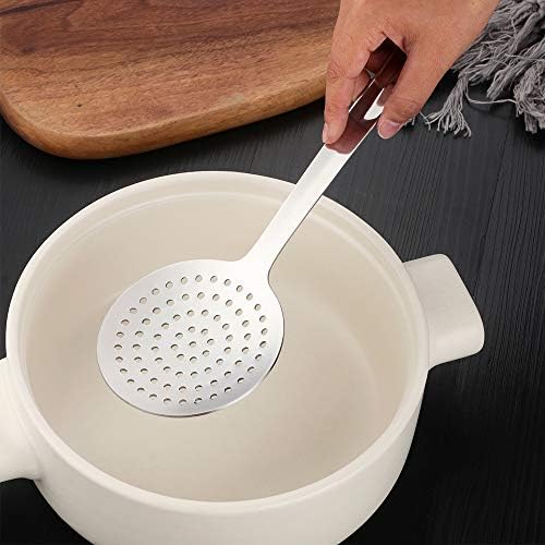 6 Pcs Silver Skimmer Spoon Stainless Steel Titanium Plated Set for Kitchen