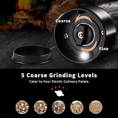 Haomacro Electric Salt and Pepper Grinder Set with LED Lights