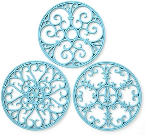 Resilient Set of 3 - Non-Slip silicone trivets for Kitchen Use