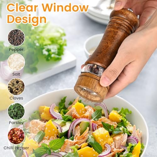 Adjustable Stylish 6-Inch Refillable Salt Pepper Mill Set